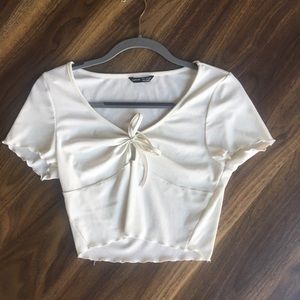 White cutout crop top